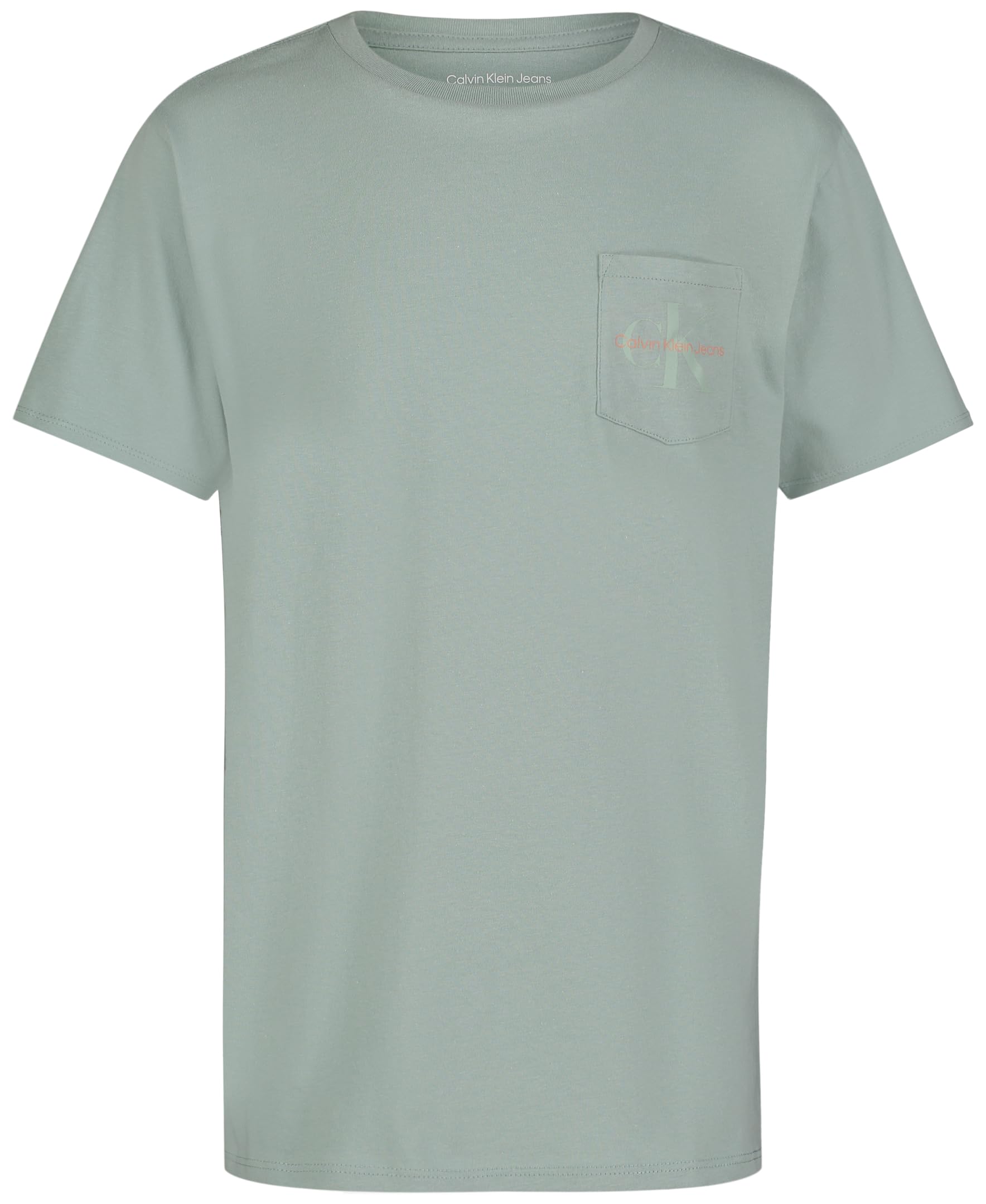 Calvin Klein Boys' Short Sleeve Pocket Logo Crew Neck T-Shirt, Soft, Comfortable, Relaxed Fit